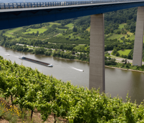 Mosel groß Brücke Geh auf Kreuzfahrt